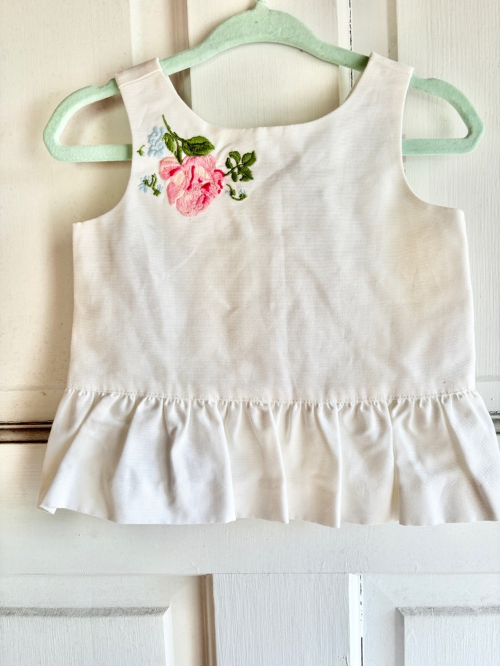 Janie and Jack Baby Girl Top 6-12M White Embroidered Floral Peplum Blouse NWT